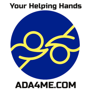 The ADA4ME logo depicting one person helping another person by uplifting them.
